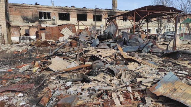 This grab taken from a handout footage released by the Russian Defence Ministry on March 13, 2025, shows destructions in the town of Sudzha in the Kursk region. Russia said on March 13, 2025 it had taken full control of Sudzha, a town in the Kursk region that fell to Ukrainian troops shortly after their shock offensive last August. Sudzha, home to around 5,000 people before the fighting, was the largest settlement Kyiv seized after it launched its cross-border assault into Russia last year. (Photo by Handout / Russian Defence Ministry / AFP) / RESTRICTED TO EDITORIAL USE - MANDATORY CREDIT "AFP PHOTO / Russian Defence Ministry / handout" - NO MARKETING NO ADVERTISING CAMPAIGNS - DISTRIBUTED AS A SERVICE TO CLIENTS (Photo by HANDOUT/Russian Defence Ministry/AFP via Getty Images)