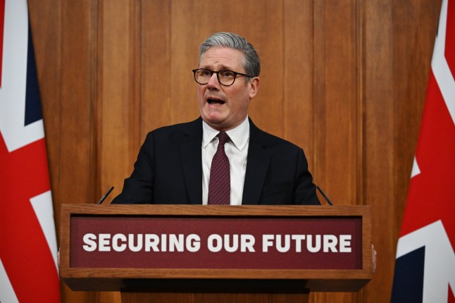 LONDON, ENGLAND - MARCH 15: UK Prime Minister Sir Keir Starmer speaks at a press conference following this morning's virtual summit video conference at 10 Downing Street on March 15, 2025 in London, England. The call with European and world leaders was held to discuss the future of a peace plan in Ukraine. (Photo by Leon Neal/Getty Images)