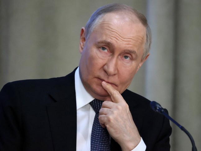 MOSCOW, RUSSIA - MARCH 19 (RUSSIA OUT) Russian President Vladimir Putin reacts during the Board of the Prosecutor-General Main Office, March 19, 2025, in Moscow, Russia. Putin visited an annual meeting with prosecutors. (Photo by Contributor/Getty Images)